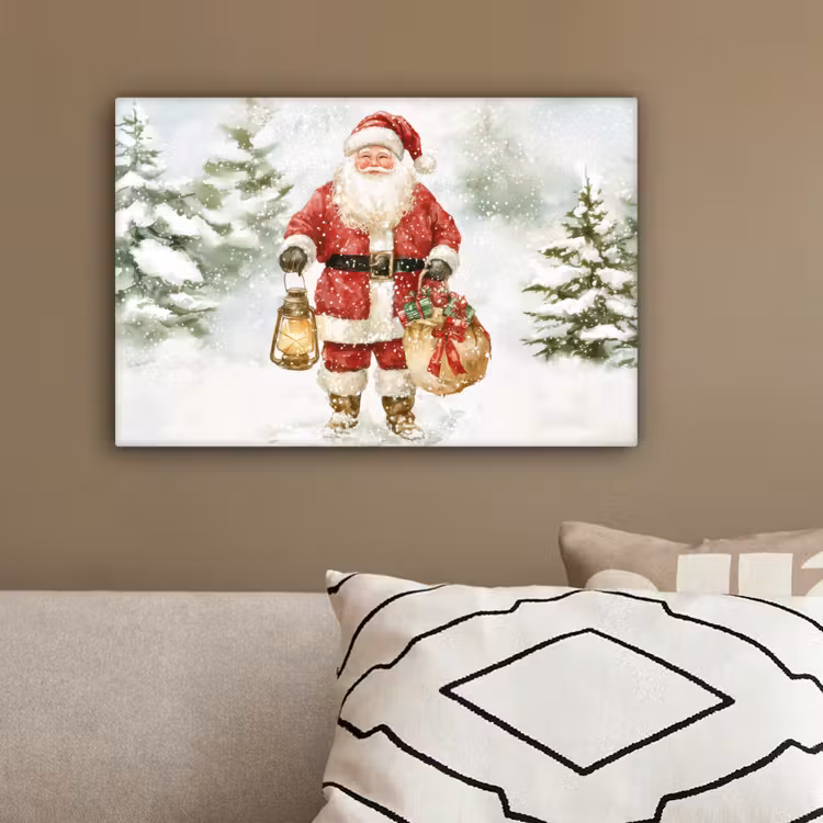 Kerstman- Winter - Sneeuw - Wit - Rood canvas 2cm klein -sfeer3