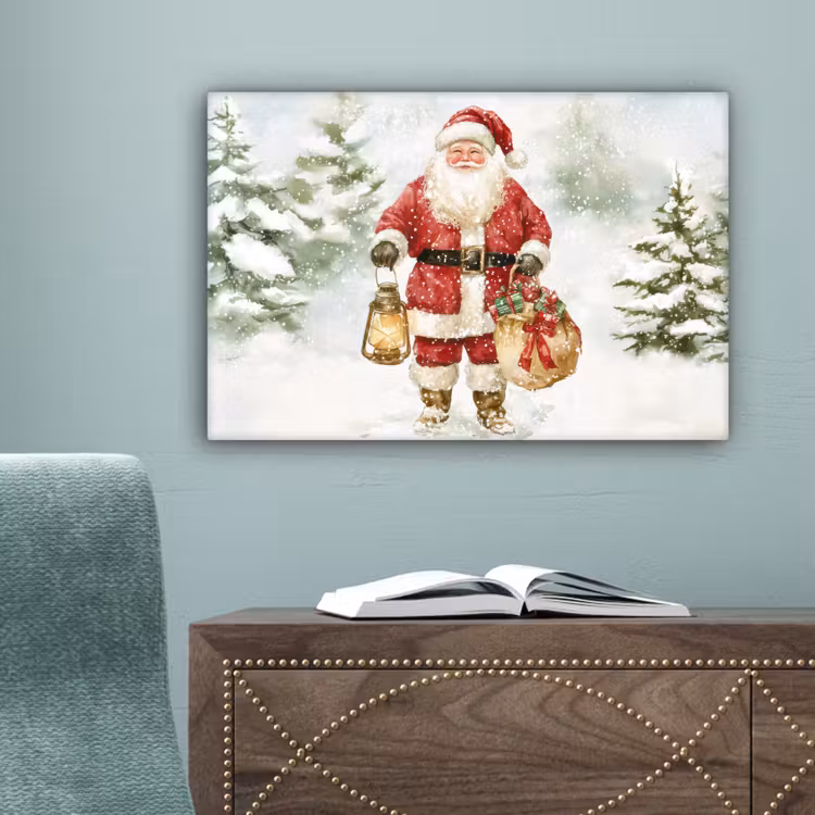 Kerstman- Winter - Sneeuw - Wit - Rood canvas 2cm klein -sfeer4