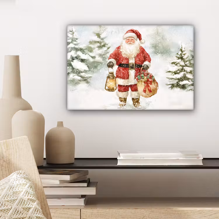 Kerstman- Winter - Sneeuw - Wit - Rood canvas 2cm klein -sfeer6