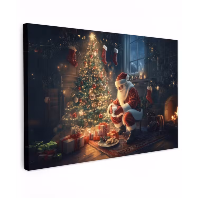 Kerstman - Haard - Donker canvas 2cm klein -z3d