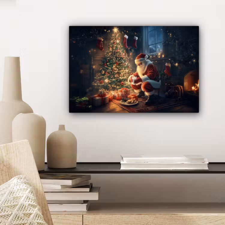 Kerstman - Haard - Donker canvas 2cm klein -sfeer6