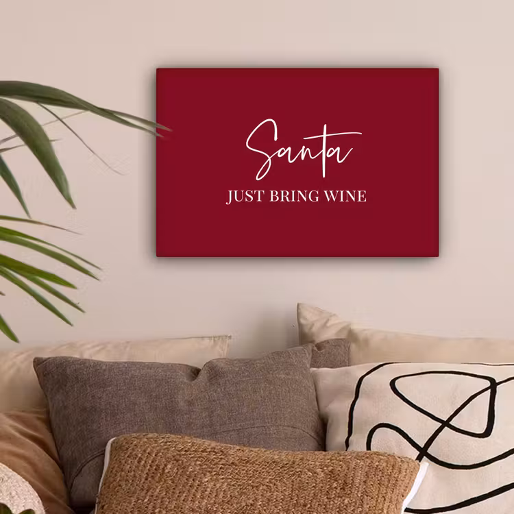 Santa - Wine - Rood - Kerst - Kerstman canvas 2cm klein -sfeer1