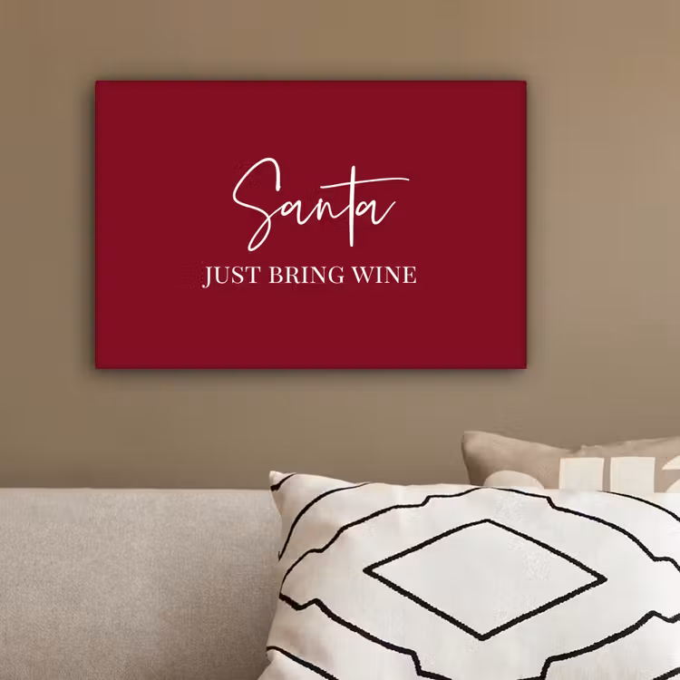 Santa - Wine - Rood - Kerst - Kerstman canvas 2cm klein -sfeer3