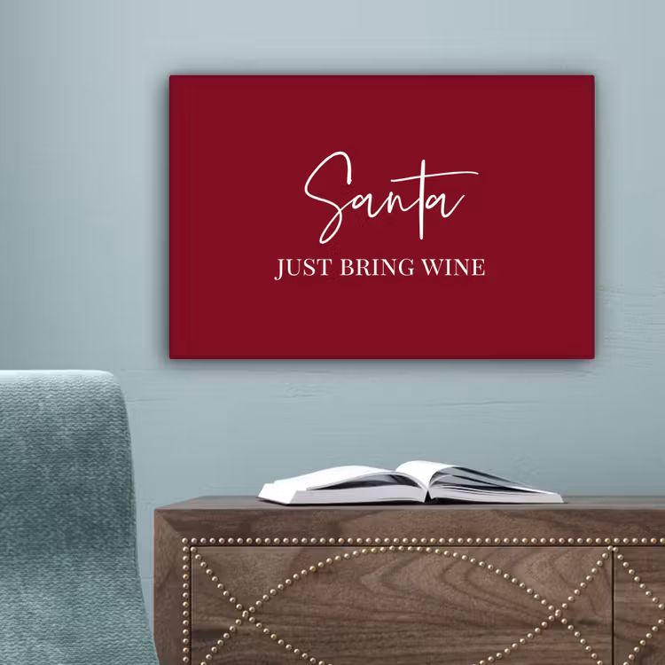 Santa - Wine - Rood - Kerst - Kerstman canvas 2cm klein -sfeer4