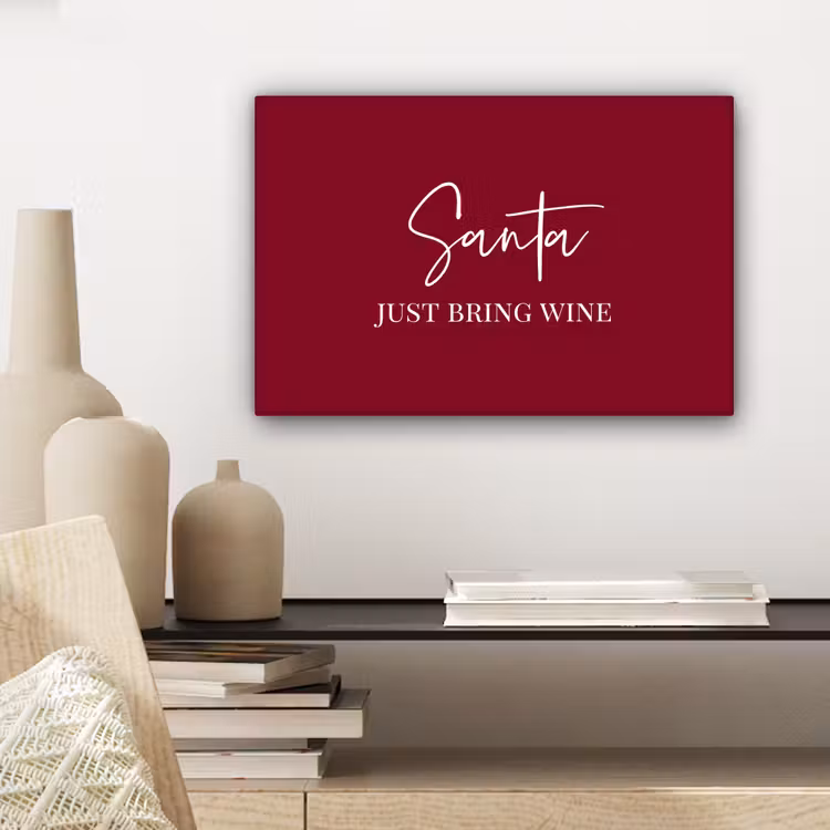 Santa - Wine - Rood - Kerst - Kerstman canvas 2cm klein -sfeer6