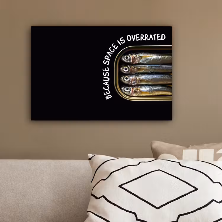 Sardines - Tekst - Vis - Blik canvas 2cm klein -sfeer3