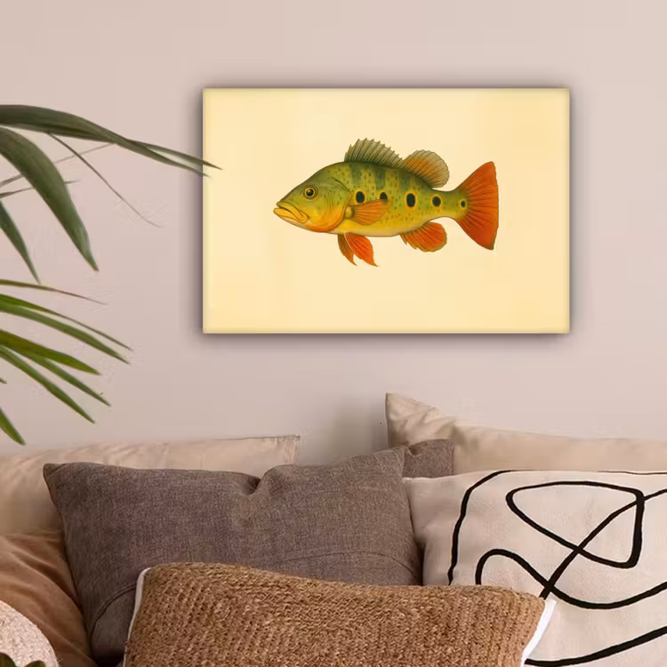 Schubben - Vis - Groen - Illustratie canvas 2cm klein -sfeer1