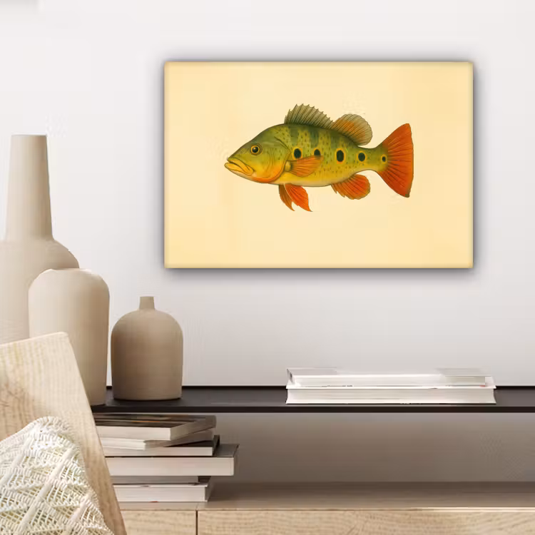 Schubben - Vis - Groen - Illustratie canvas 2cm klein -sfeer6