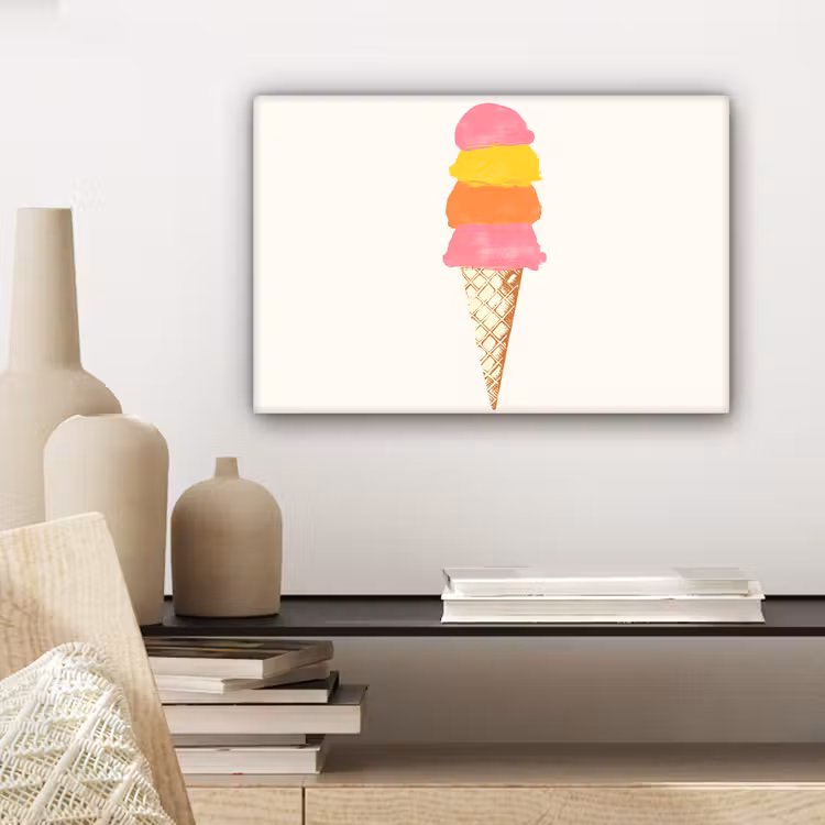 Schepijs - Hoorntje - Illustratie - Minimalistisch canvas 2cm klein -sfeer6