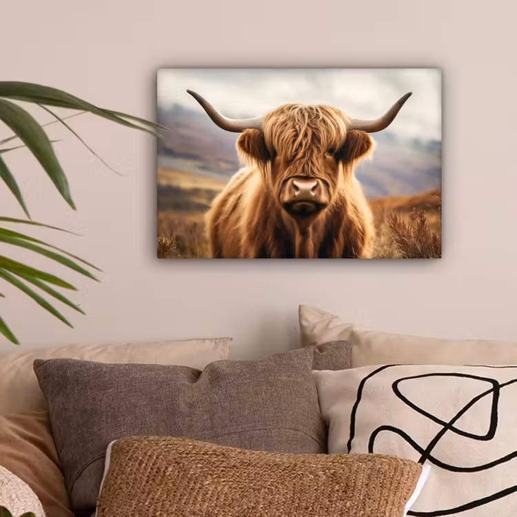 Schotse hooglander - Landschap - Dier canvas 2cm klein -sfeer1
