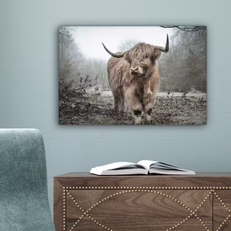 Schotse hooglander - Natuur - Herfst - Dieren - Wild - Bos canvas 2cm klein -sfeer4