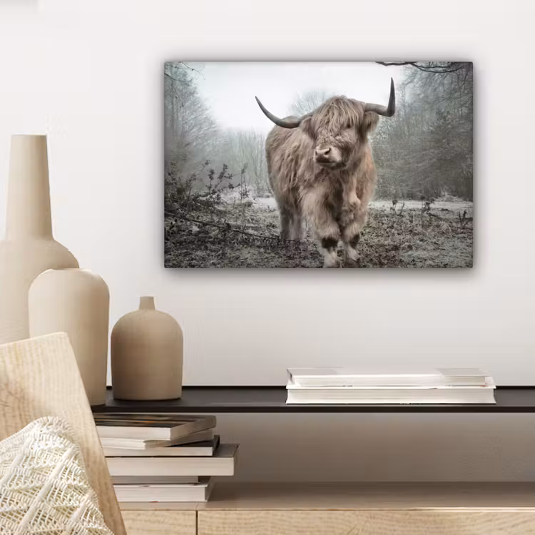 Schotse hooglander - Natuur - Herfst - Dieren - Wild - Bos canvas 2cm klein -sfeer6