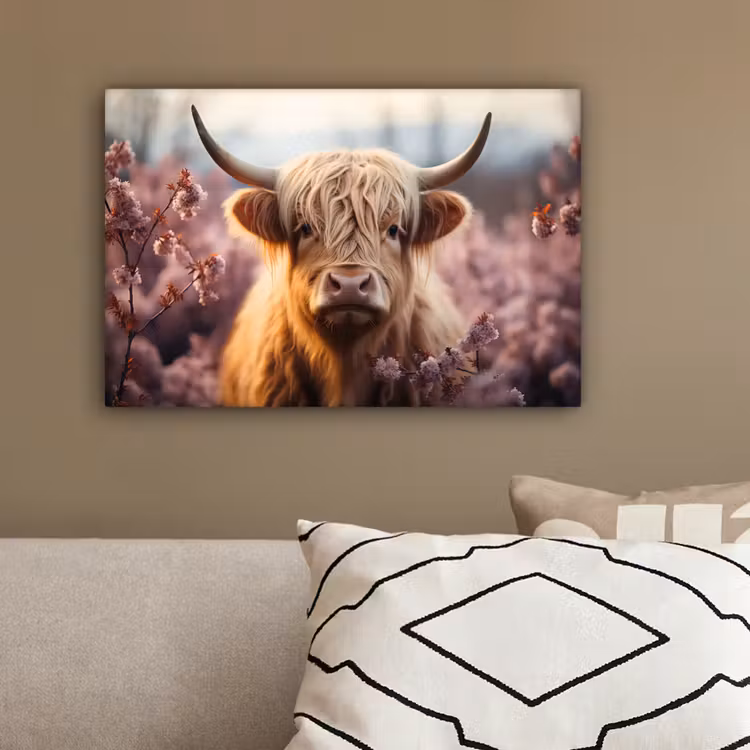 Schotse hooglander - Lente - Hooglanden canvas 2cm klein -sfeer3