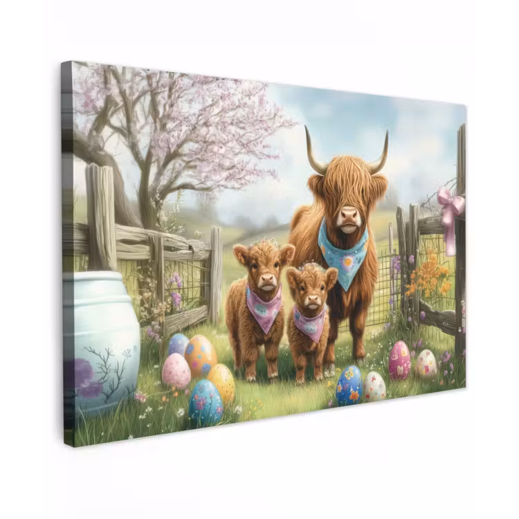 Schotsehooglanders - Paaseieren - Lente canvas 2cm klein -z3d
