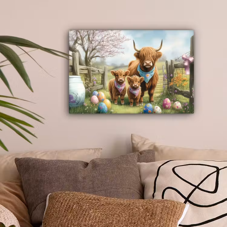 Schotsehooglanders - Paaseieren - Lente canvas 2cm klein -sfeer1