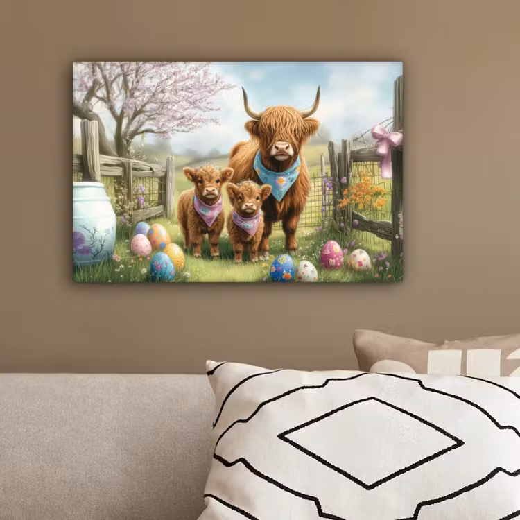 Schotsehooglanders - Paaseieren - Lente canvas 2cm klein -sfeer3
