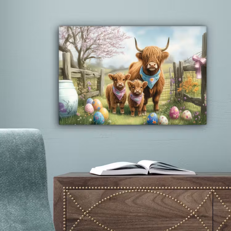 Schotsehooglanders - Paaseieren - Lente canvas 2cm klein -sfeer4
