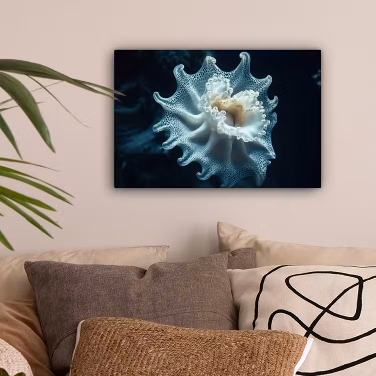 Zeewezen - Wit - Golven - Water canvas 2cm klein -sfeer1