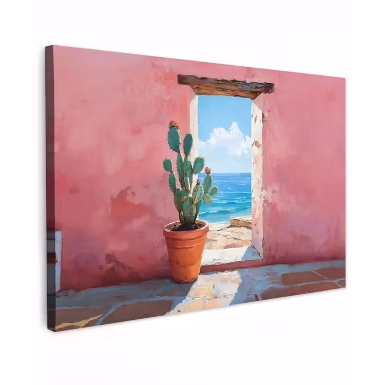 Zee - Roze - Cactus canvas 2cm klein -z3d