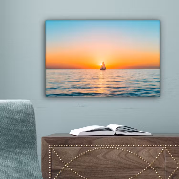 Zee - Zeilboot - Zonsondergang canvas 2cm klein -sfeer4
