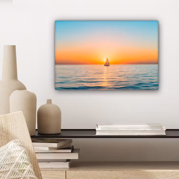 Zee - Zeilboot - Zonsondergang canvas 2cm klein -sfeer6