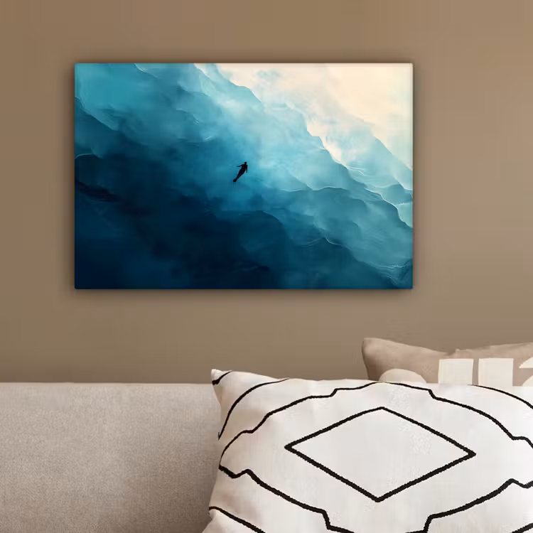 Zee - Silhouet - Abstract - Blauw canvas 2cm klein -sfeer3
