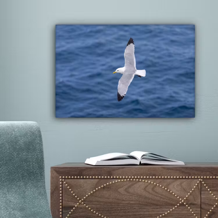 Zeemeeuw - Oceaan - Blauw canvas 2cm klein -sfeer4