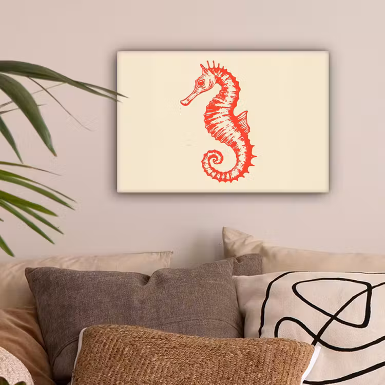 Zeepaardje - Rood - Fijne details canvas 2cm klein -sfeer1
