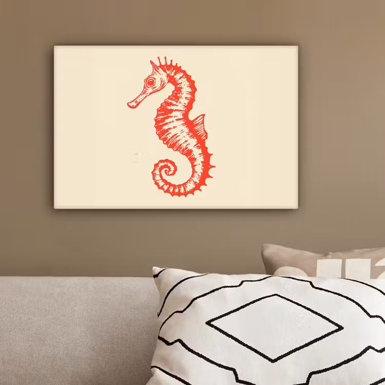 Zeepaardje - Rood - Fijne details canvas 2cm klein -sfeer3