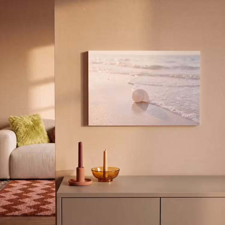 Zeeschelp - Strand - Zee - Natuur - Beige canvas 2cm klein -sfeer1