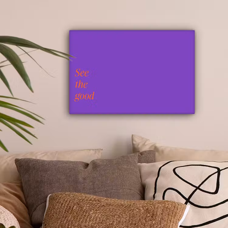 See the good - Oranje - Paars canvas 2cm klein -sfeer1