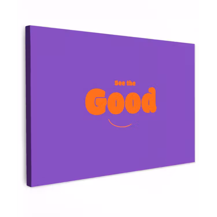 See the good - Oranje - Paars - Smiley canvas 2cm klein -z3d