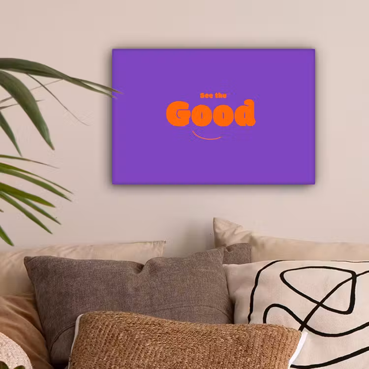 See the good - Oranje - Paars - Smiley canvas 2cm klein -sfeer1