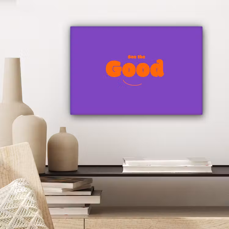 See the good - Oranje - Paars - Smiley canvas 2cm klein -sfeer6