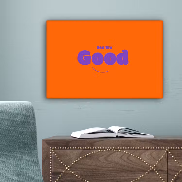 See the good - Paars - Oranje - Smiley canvas 2cm klein -sfeer4