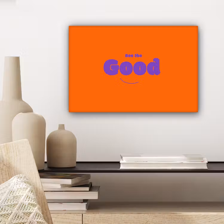 See the good - Paars - Oranje - Smiley canvas 2cm klein -sfeer6