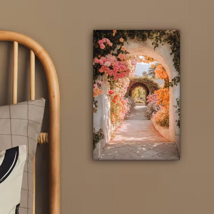 Doorkijk - Boog - Bloemen - Pastel canvas 2cm klein -sfeer3