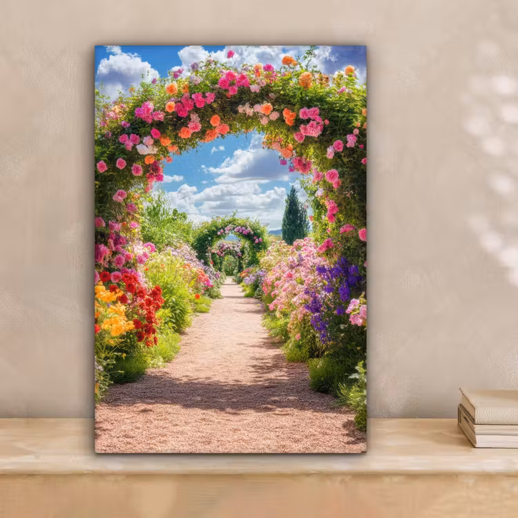 Doorkijk - Bloemen - Kleurrijk - Natuur canvas 2cm klein -sfeer1