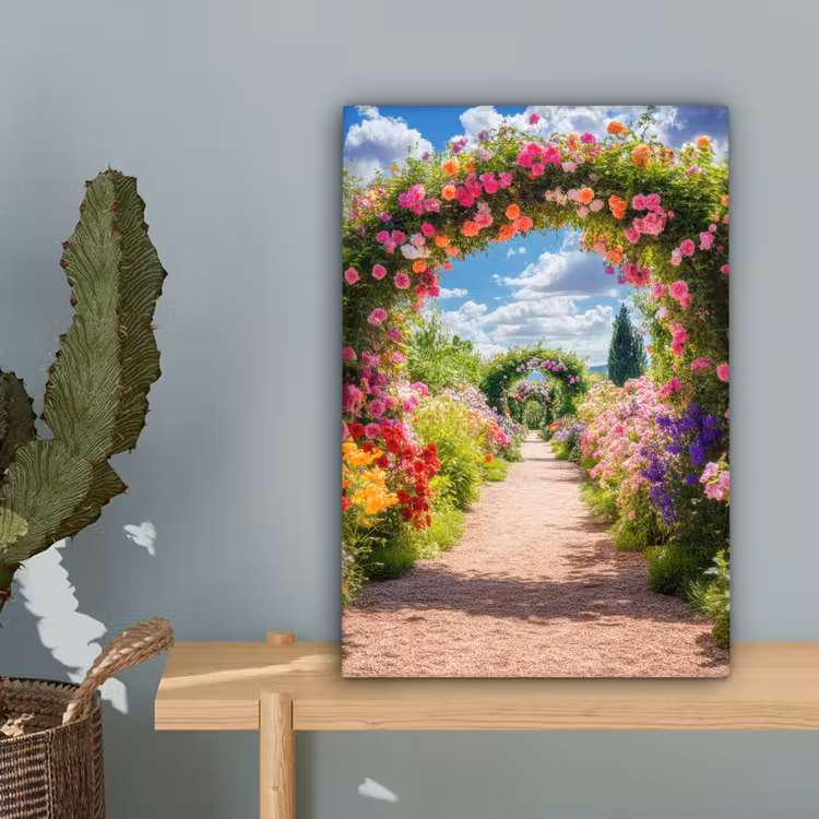 Doorkijk - Bloemen - Kleurrijk - Natuur canvas 2cm klein -sfeer4