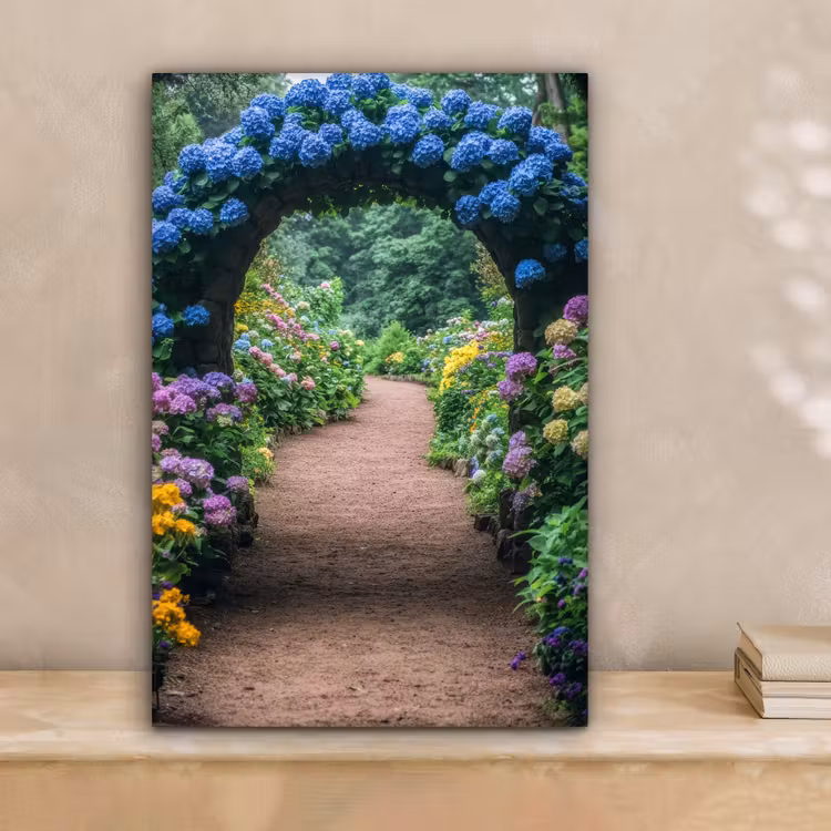 Doorkijk - Bloemen - Hortensia - Pad canvas 2cm klein -sfeer1