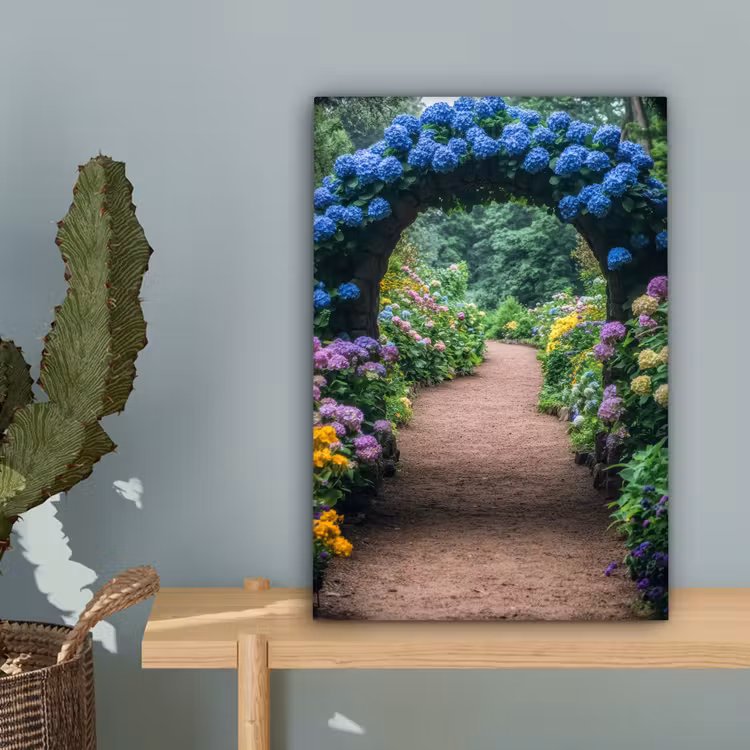 Doorkijk - Bloemen - Hortensia - Pad canvas 2cm klein -sfeer4