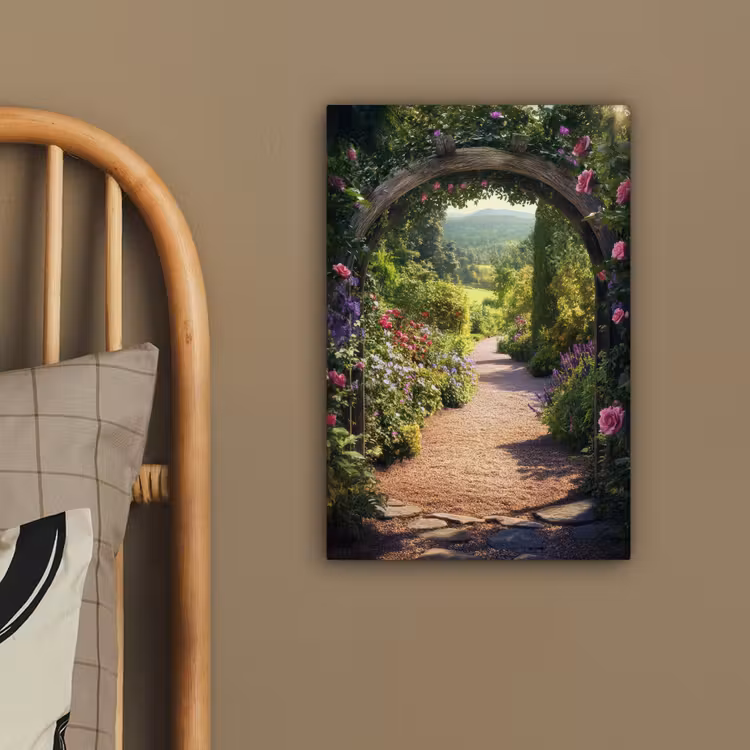 Doorkijk - Bloemen - Natuur - Rozenboog canvas 2cm klein -sfeer3