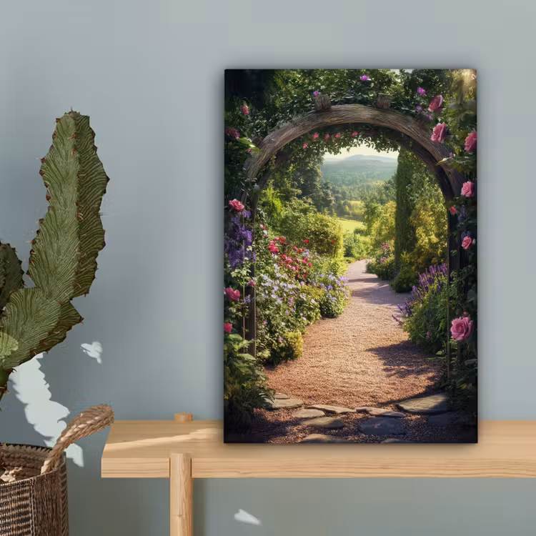 Doorkijk - Bloemen - Natuur - Rozenboog canvas 2cm klein -sfeer4