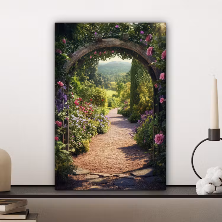 Doorkijk - Bloemen - Natuur - Rozenboog canvas 2cm klein -sfeer6