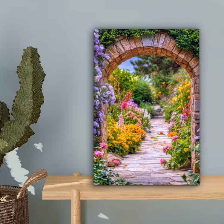 Doorkijk - Bloemen - Pad - Natuur canvas 2cm klein -sfeer4