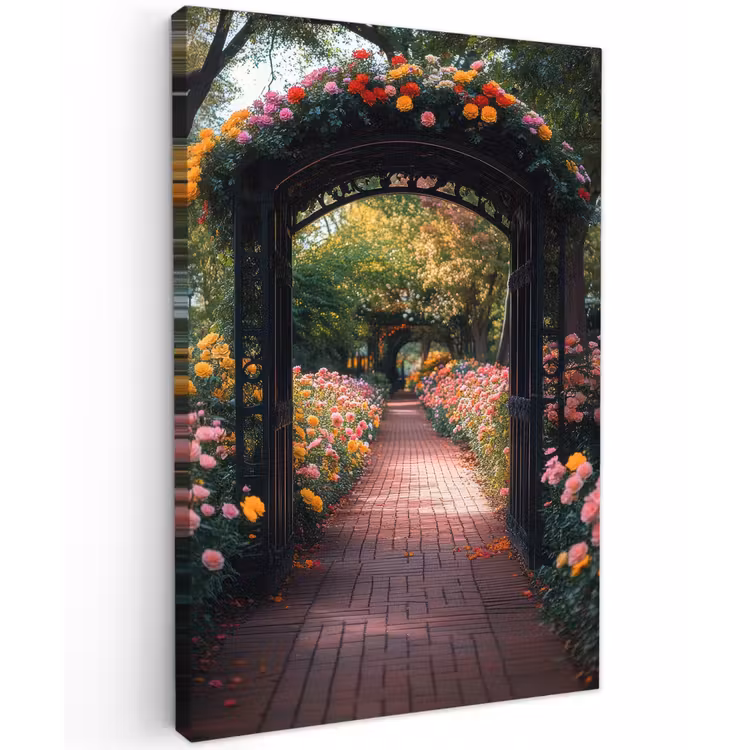 Doorkijk - Bloemen - Pad - Natuur - Kleurrijk canvas 2cm klein -z3d