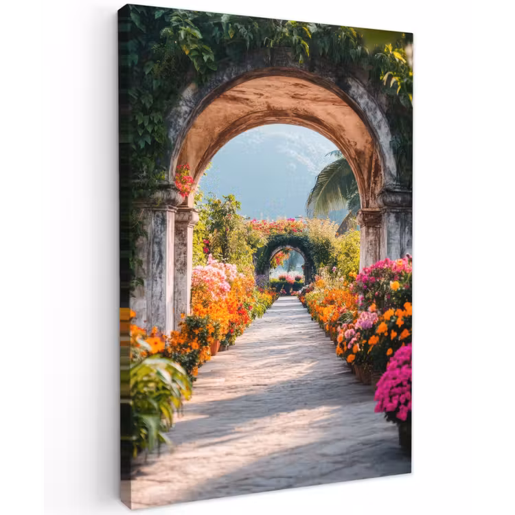 Doorkijk - Bloemen - Tropisch - Kleurrijk canvas 2cm klein -z3d
