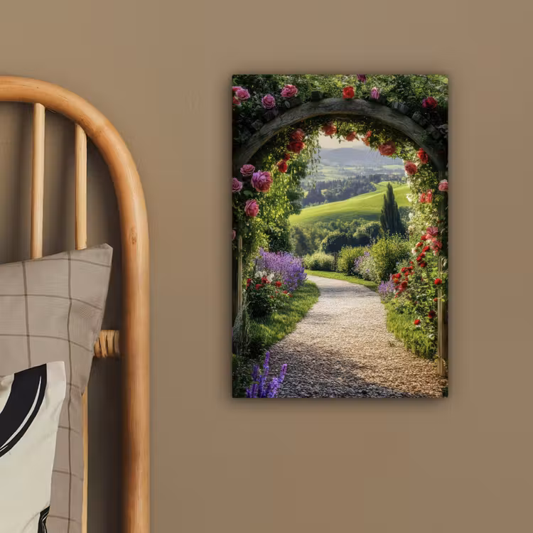 Doorkijk - Tuinboog - Bloemen - Natuur - Pad canvas 2cm klein -sfeer3