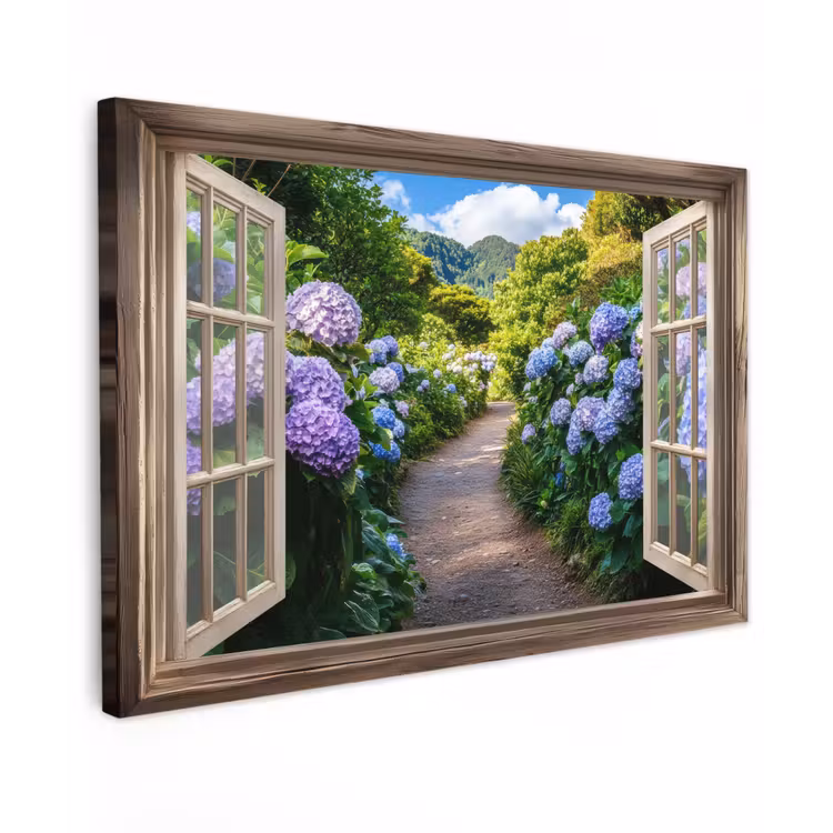 Doorkijk - Hortensia - Pad - Natuur canvas 2cm klein -z3d