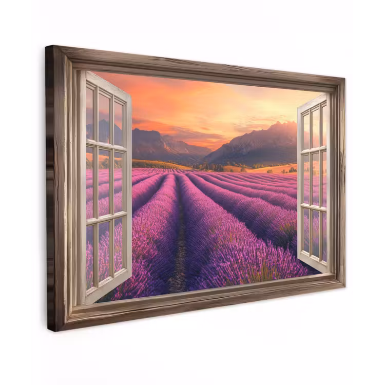 Doorkijk - Lavendel - Landschap - Bloemen - Paars canvas 2cm klein -z3d